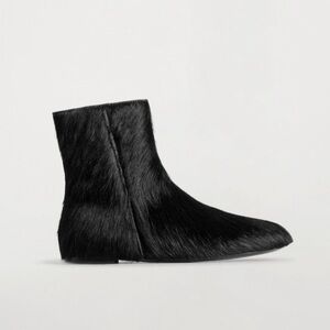 COS Pony Hair Effect Leather Sock Boots Black Size 38 / US 7